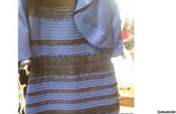Imagem de vestido publicado no Tumblr gerou discussões sobre sua cor: azul e preto ou dourado e branco. (Foto: Reprodução/BBC)