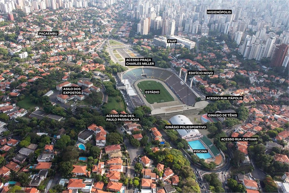 Foto do projeto do Pacaembu após a concessão para iniciativa privada — Foto: Reprodução/TV Globo