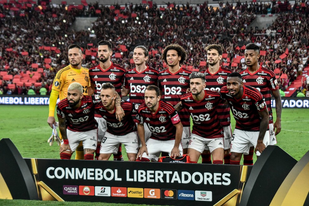 Time titular do Flamengo, campeão da Libertadores de 2019 — Foto: NAYRA HALM /FOTOARENA /ESTADÃO CONTEÚDO