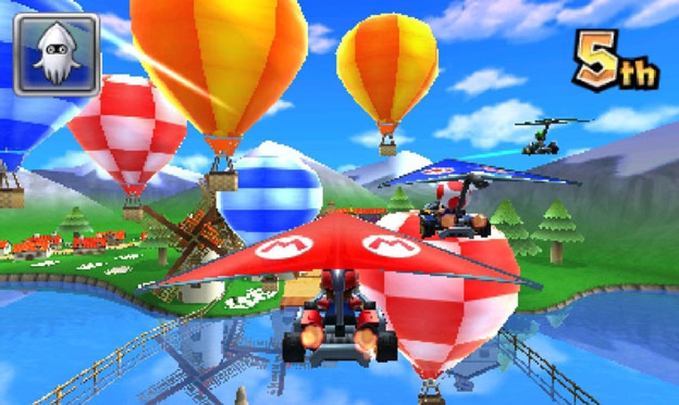 Mario Kart 7 é um jogo de corrida em que personagens da série Mario competem em karts em uma variedade de pistas temáticas — Foto: Divulgação/Nintendo