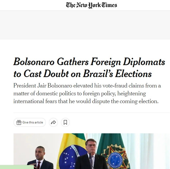 Veículos da imprensa internacional repercutiram falas de Bolsonaro (Foto: Reprodução)