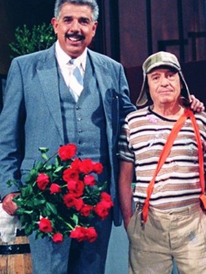 Ruben Aguirre e Roberto Bolaños caracterizados como Professor Girfales e Chaves (Foto: Divulgação/SBT)