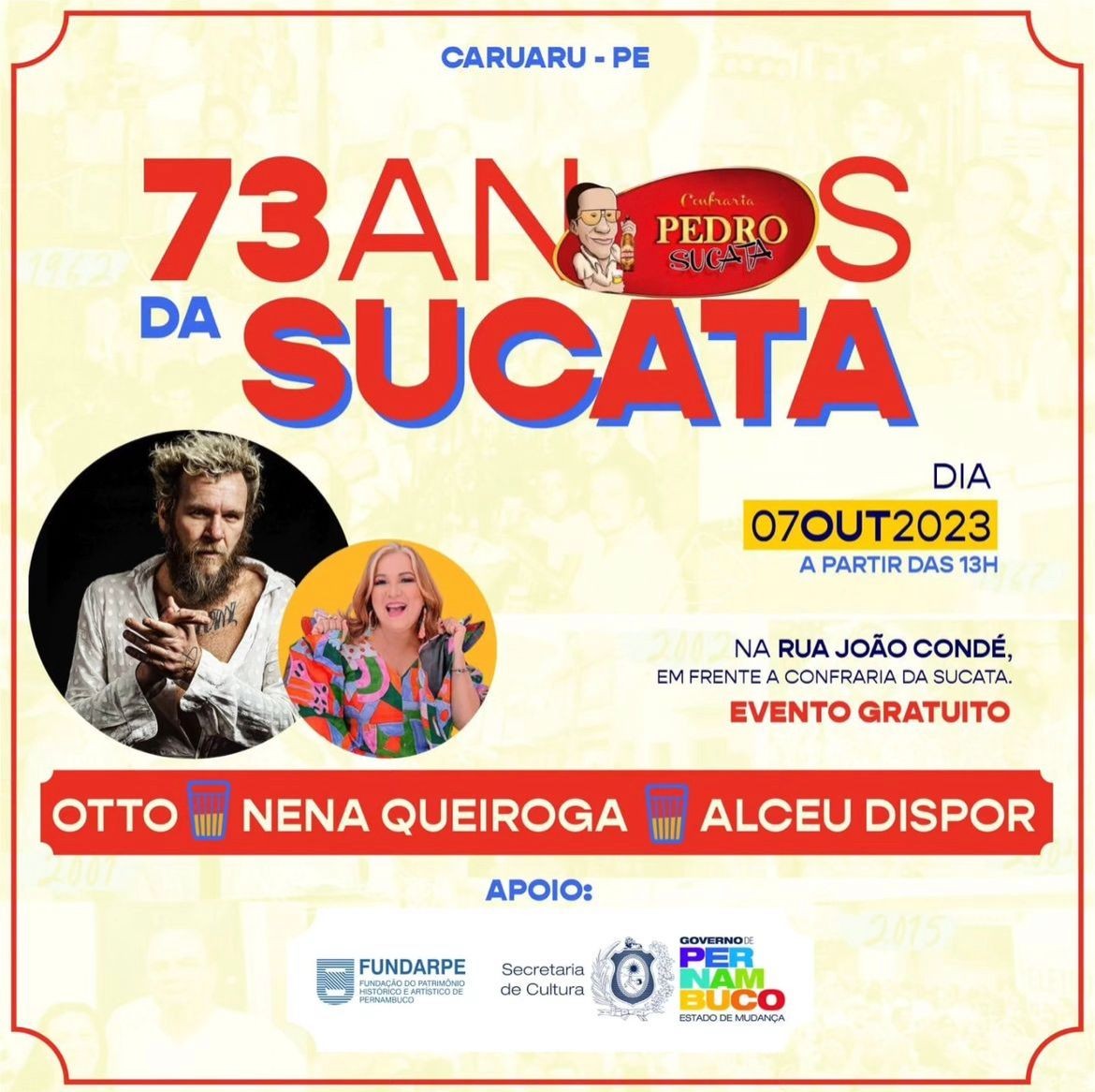 Confraria da Sucata celebra 73 anos com Otto, Nena Queiroga e projeto Alceu Dispor em Caruaru