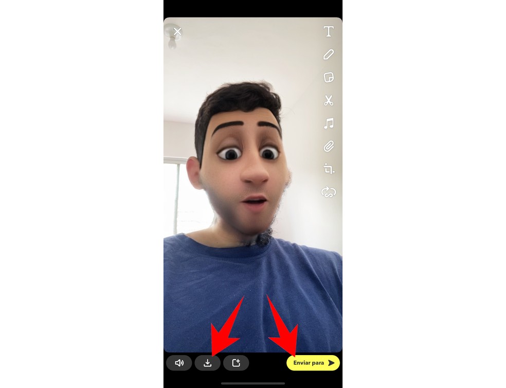 É possível baixar o vídeo com efeito de filme da pixar ou ainda publicar no Snapchat — Foto: Reprodução/Rodrigo Fernandes