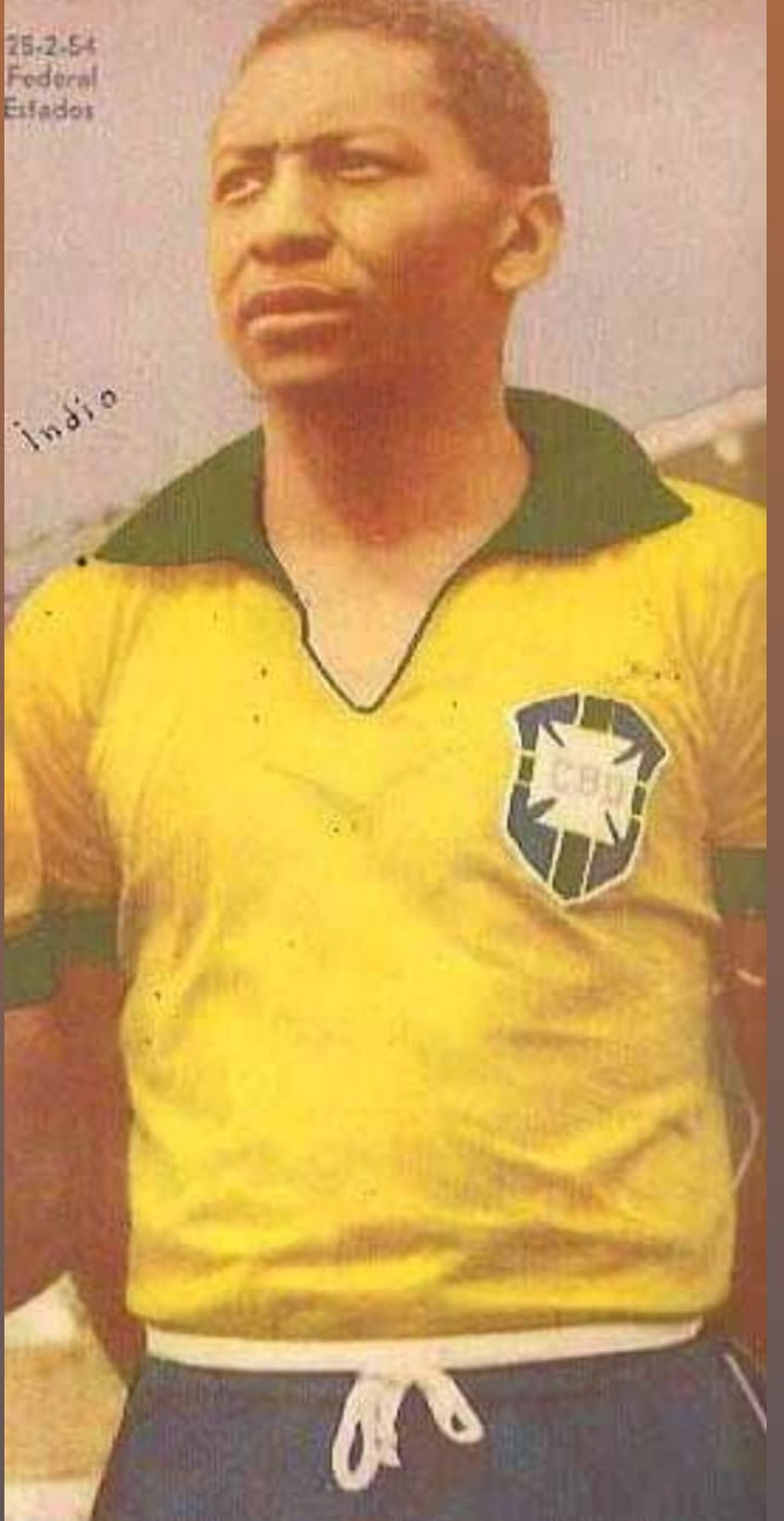 Índio, craque do Flamengo, vestiu a camisa da seleção brasileira — Foto: Reprodução