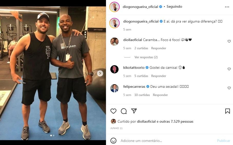 Diogo Nogueira chegou a falar dos treinos em meados de junho (Foto: Reprodução / Instagram)