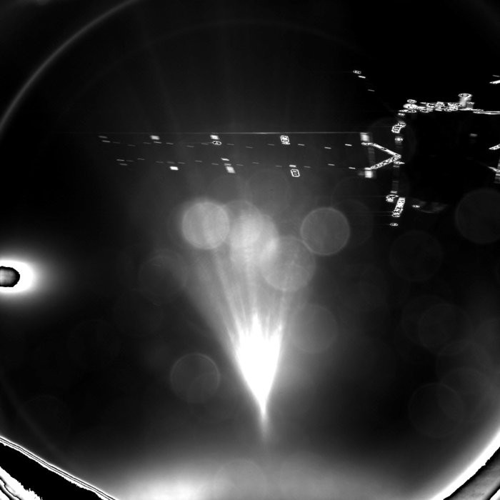 Philae retribui o adeus e também tira foto de Rosetta logo após ter sido ejetado (Foto: ESA/Rosetta/Philae/CIVA)