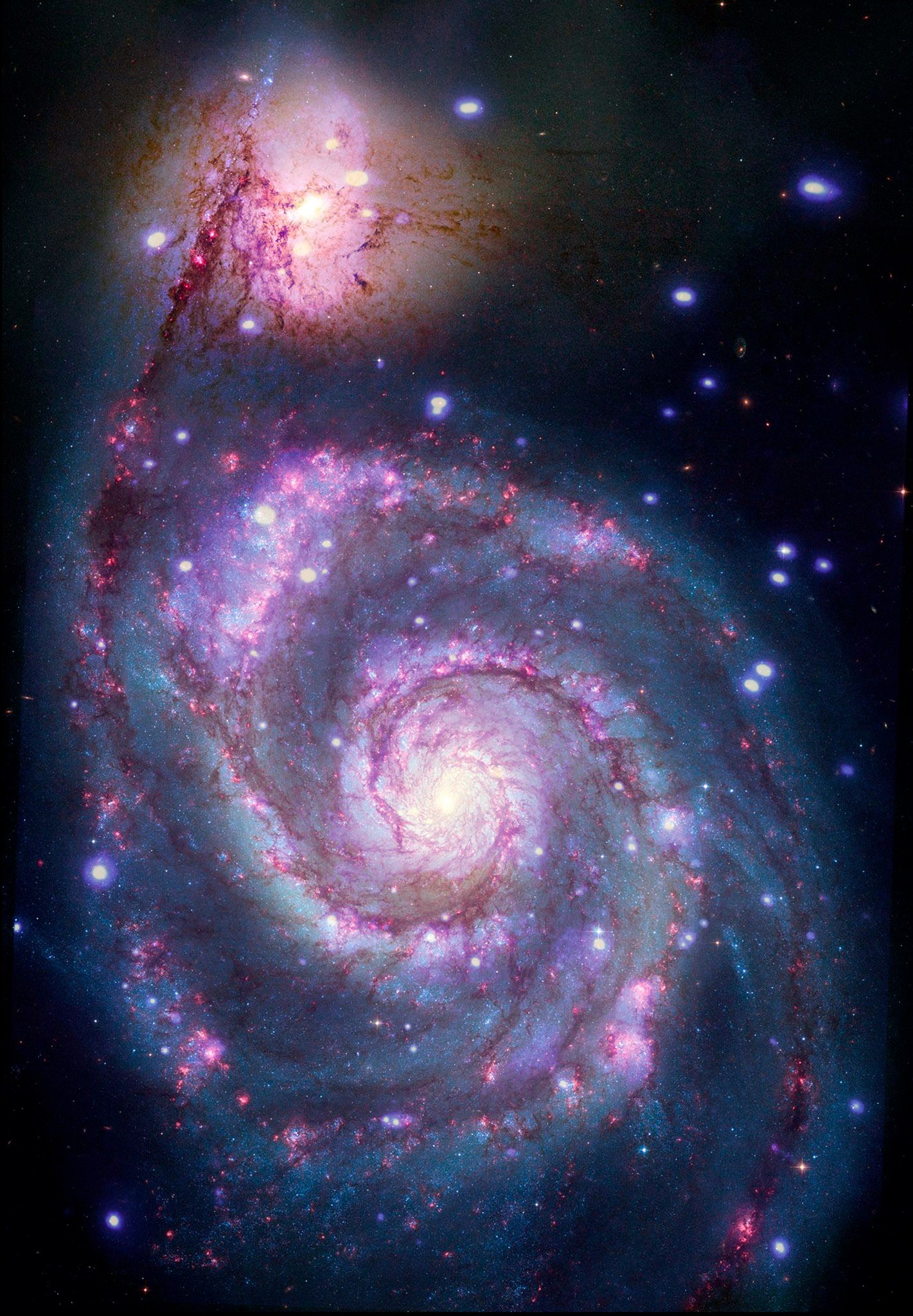 Imagem da galáxia M51, onde está localizado o planeta fora da Via Láctea  (Foto:  NASA/CXC/SAO/R. DiStefano, et al.; Optical: NASA/ESA/STScI/Grendler)