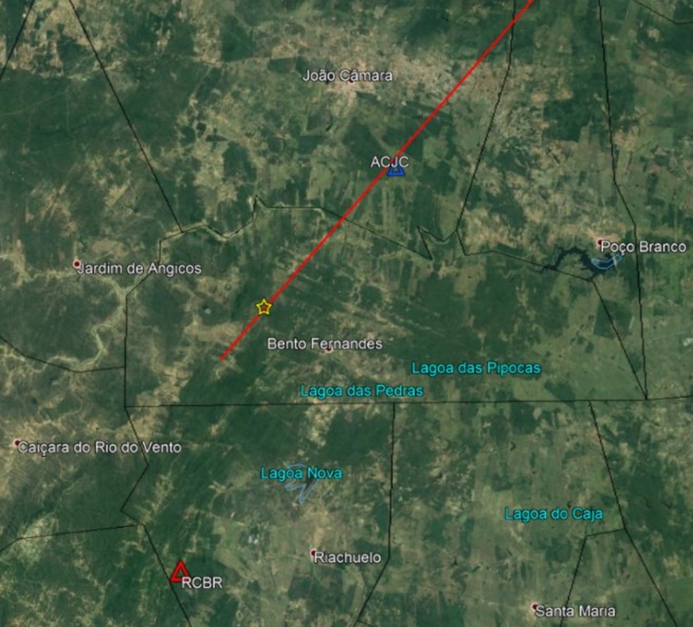 Tremor de terra foi registrado na regi&atilde;o de Bento Fernandes &mdash; Foto: Reprodu&ccedil;&atilde;o/Labsis