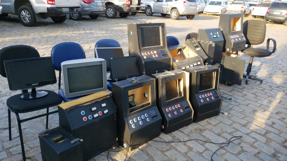 Máquinas caça-níquel apreendidas em Natal — Foto: Polícia Civil/Divulgação