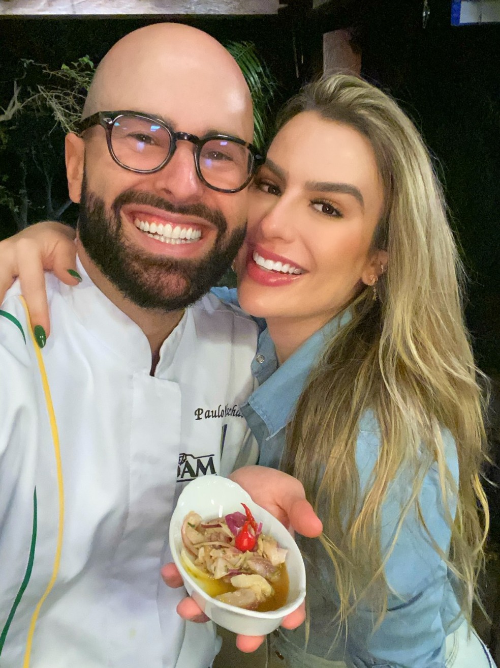 Fernanda Keulla ao lado do chef Paulo Coelho Machado — Foto: Fernana Keulla/Arquivo Pessoal