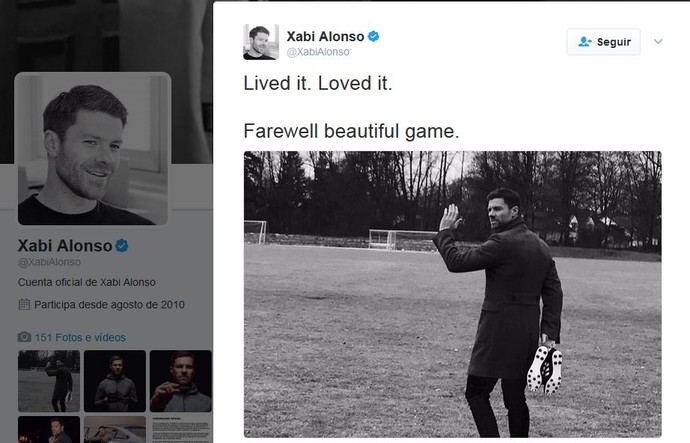 Xabi Alonso aposentadoria (Foto: Twitter / @XabiAlonso)
