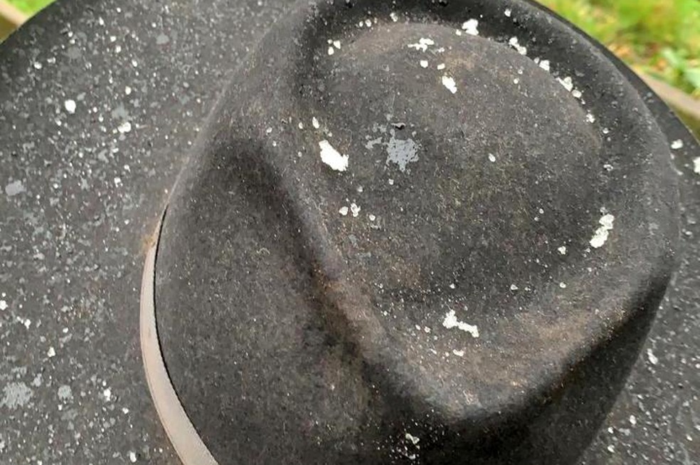 Meteorologista explica que poucos flocos de neve caíram com a chuva congelada, em Clevelândia — Foto: José Neto 