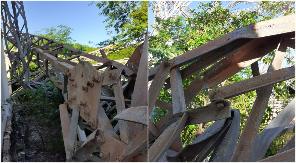 Torre desativada de telefonia cai e deixa mortos no distrito de Retiro, em Tejuçuoca, no Ceará. — Foto: Arquivo pessoal