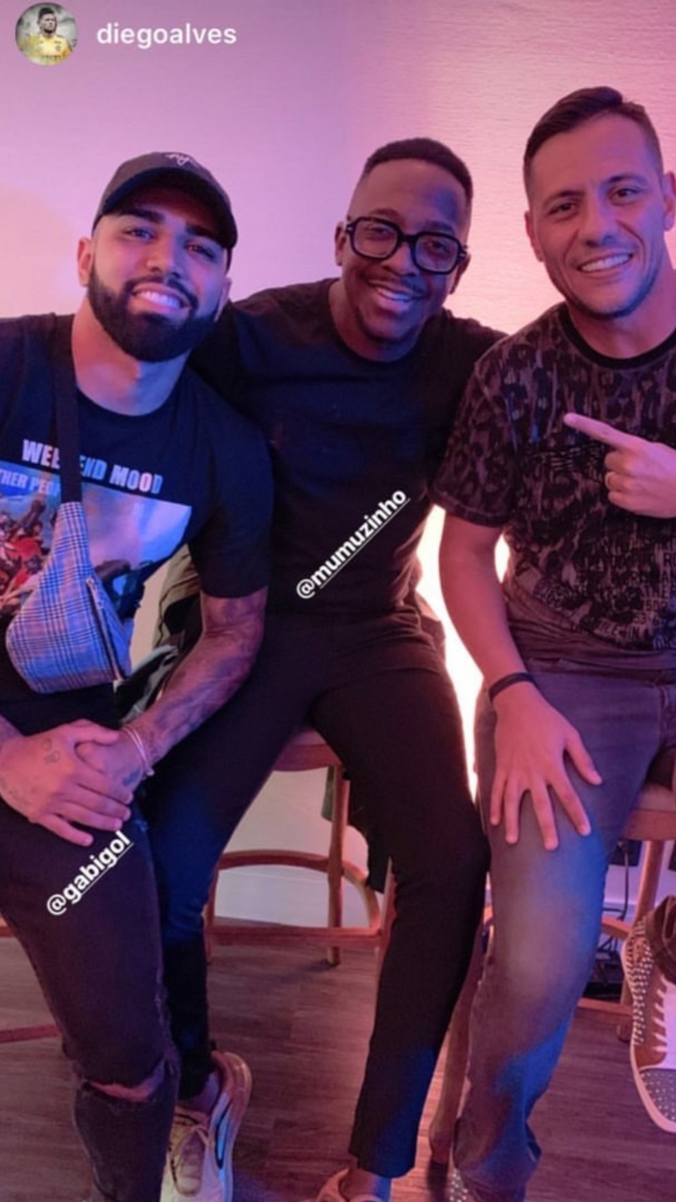 Gabigol, Mumuzinho e Diego Alves â€” Foto: ReproduÃ§Ã£o Instagram