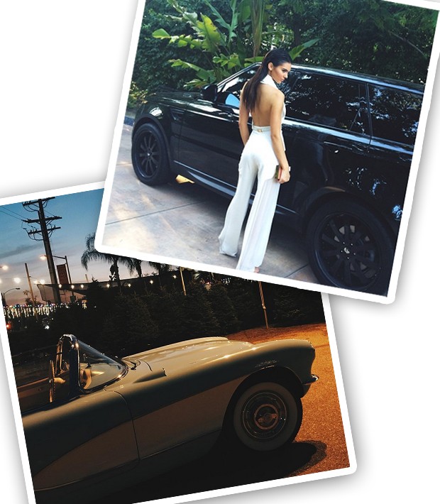 Kendall Jenner com dois de seus quatro carros (Foto: Instagram/Reprodução)