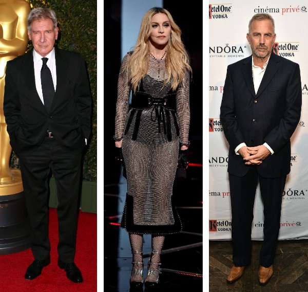 Harrison Ford, Madonna e Kevin Costner saíram no prejuízo (Foto: Getty Images)