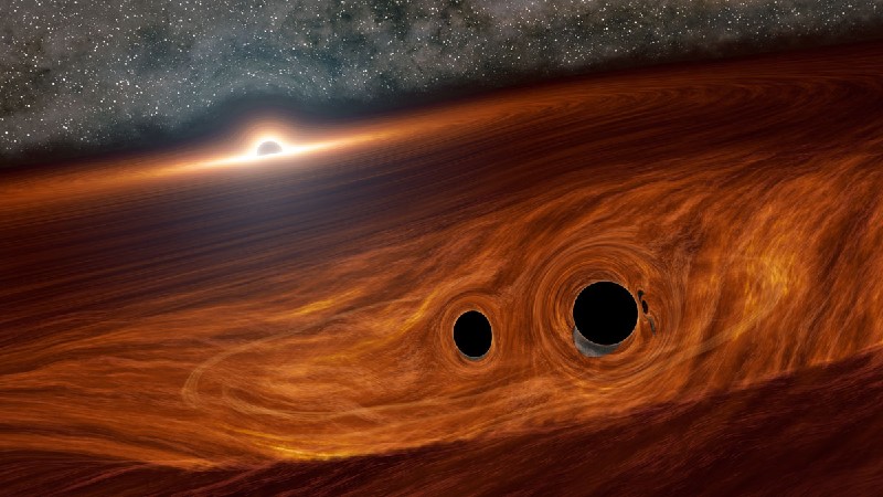 Astrônomos identificam o que seria luz emitida pela fusão de buracos negros (Foto: Caltech/R. Hurt)