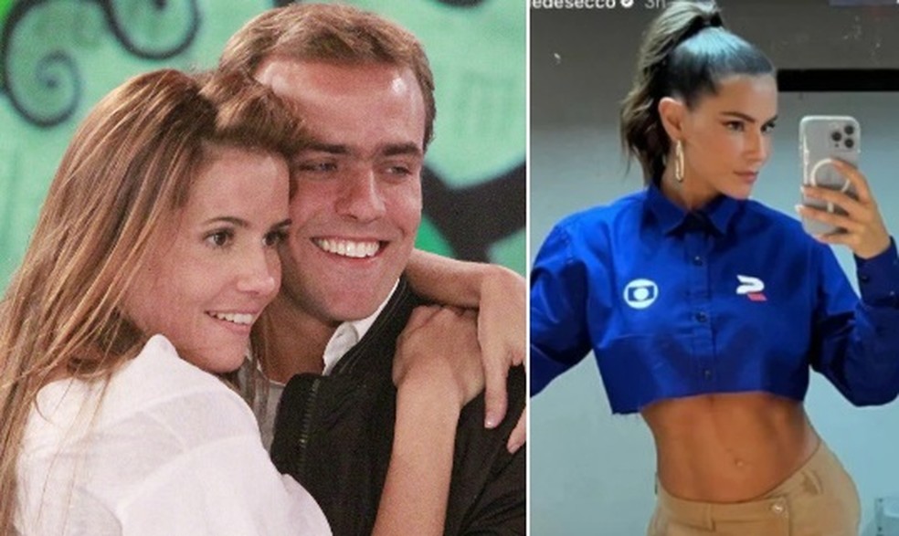 Deborah Secco e Roger Flores na época em que eram casados, no fim dos anos 2000 e, à direita, a atriz em fase atual  — Foto: Arquivo Globo e Reprodução/Instagram