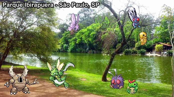 Parques também possuem pokémons do tipo Inseto em Pokémon Go, além de sempre ter alguns de Grama (Foto: Reprodução/Rafael Monteiro)