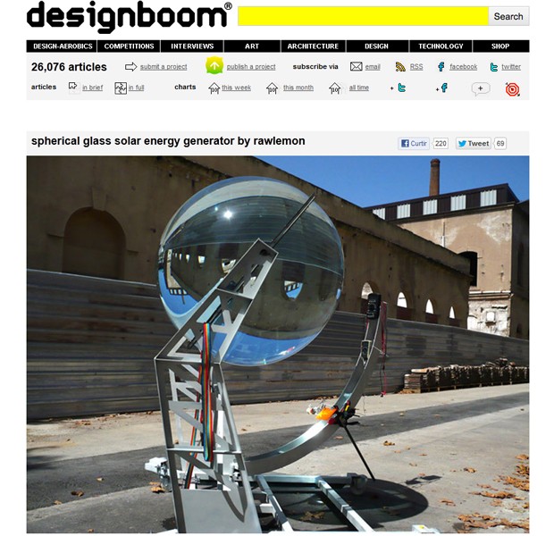 Lente esférica gigante criada por arquiteto melhora a absorção de energia solar (Foto: Reprodução/"Designboom")