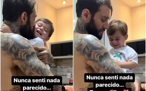 Lucas Lucco mostra momento fofo com o filho: "Nunca senti nada parecido"