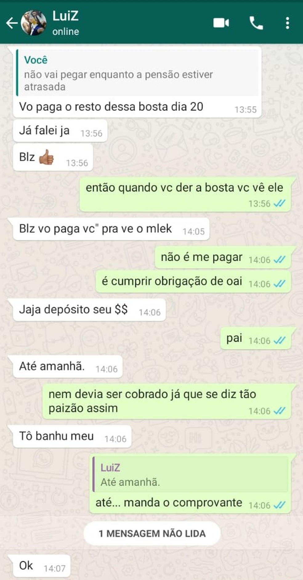 Jovem morta a facadas na frente do filho tinha discutido com ex sobre pensão dois dias antes — Foto: WhatsApp/Reprodução