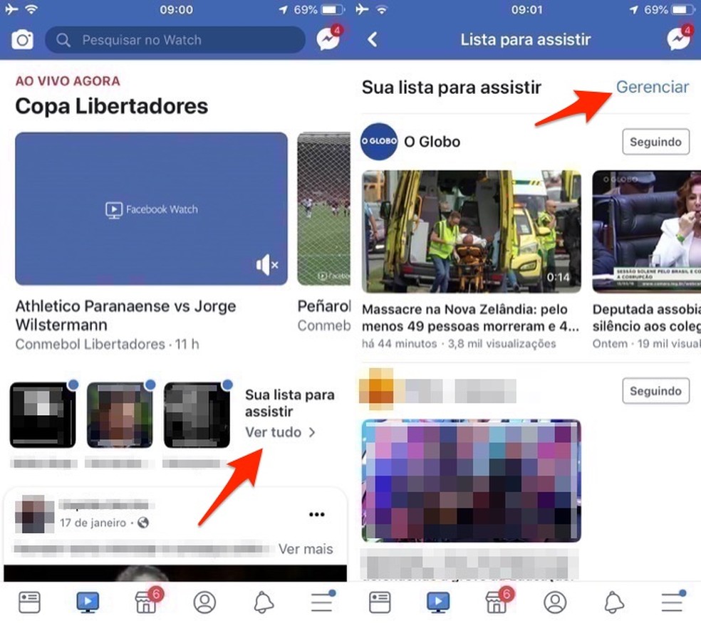 Ação para visualizar a lista de vídeos para assistir de páginas curtidas no Facebook — Foto: Reprodução/Marvin Costa