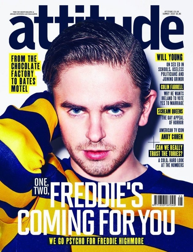 Freddie Highmore na capa da 'Attitude' de abril (Foto: Attitude)