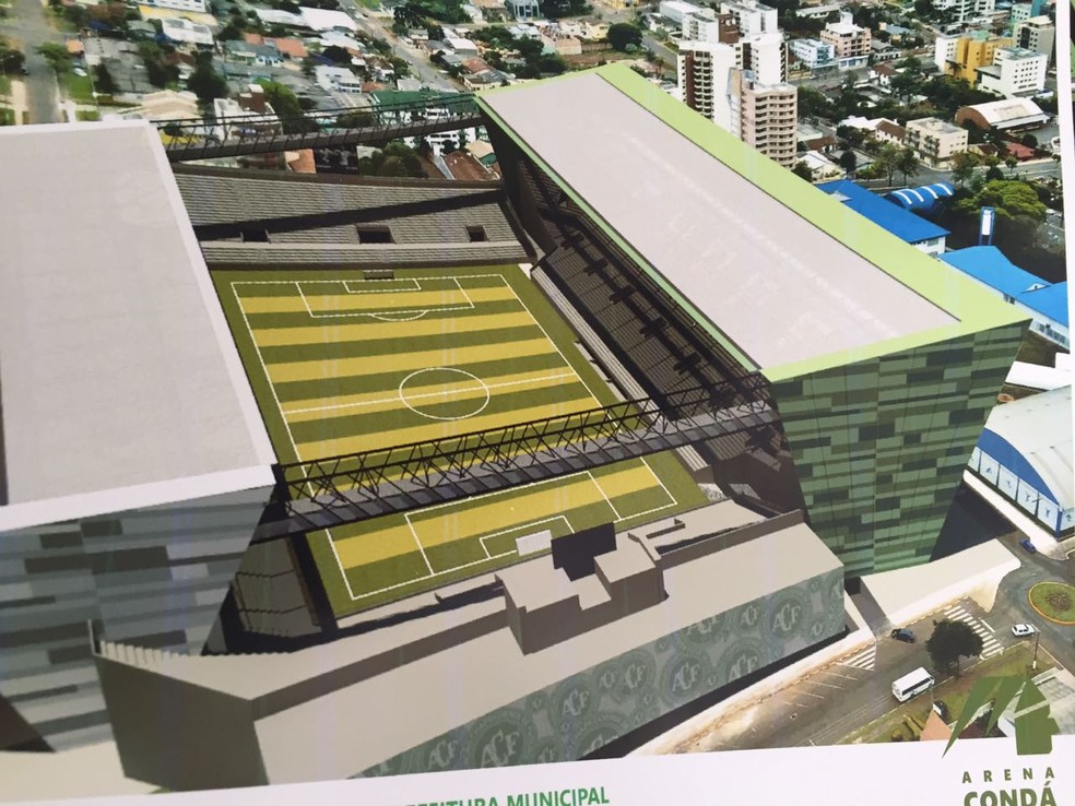 Projeto Arena Condá divulgado anteriormente não poderá ser executado agora — Foto: Divulgação/Prefeitura de Chapecó