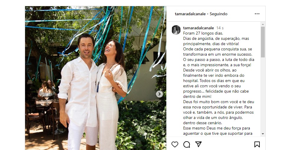  Mulher de Kayky comemora alta do ator: 'Felicidade não cabe dentro de mim'