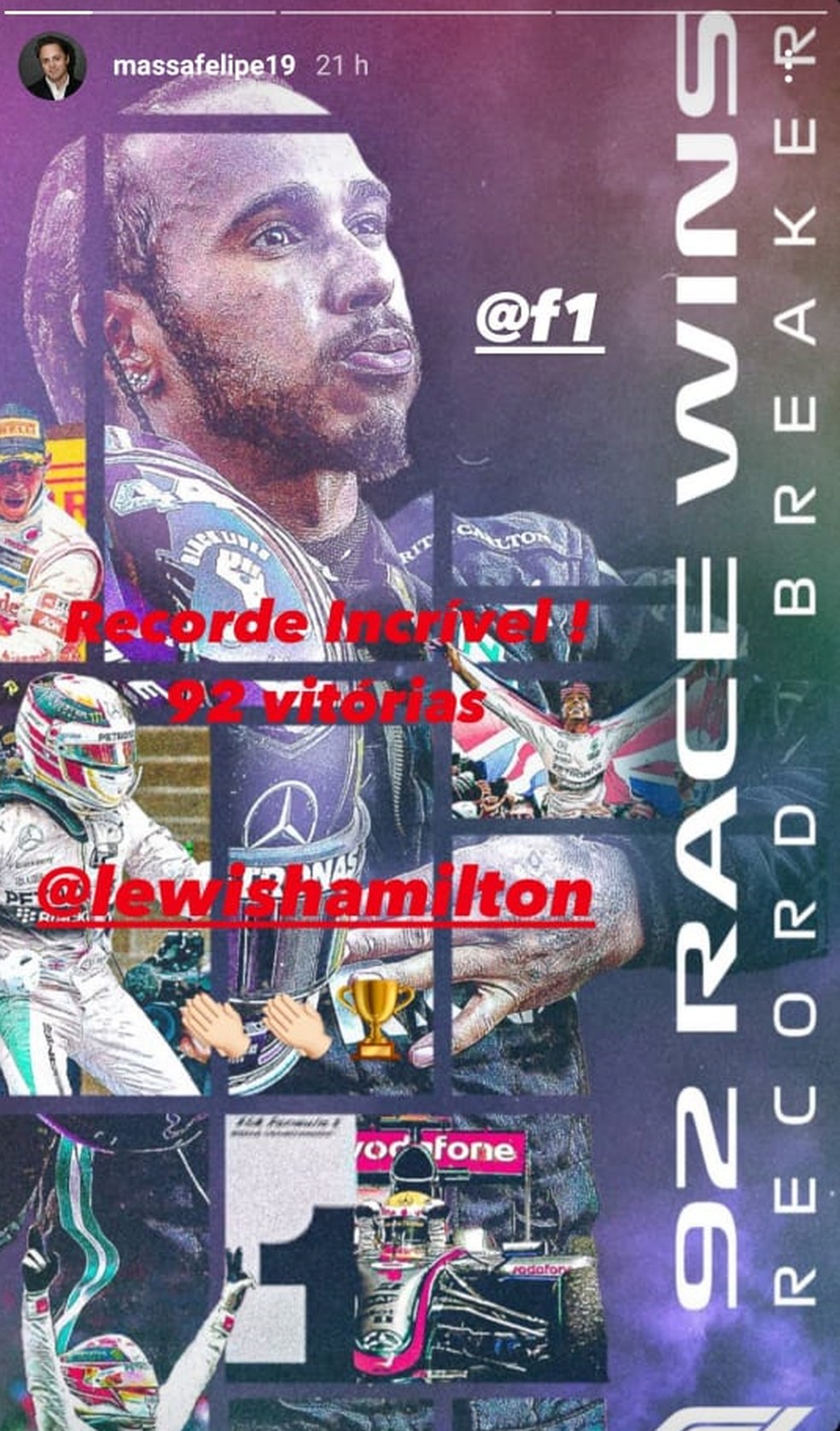 Homenagem de Felipe Massa a Lewis Hamilton — Foto: reprodução 