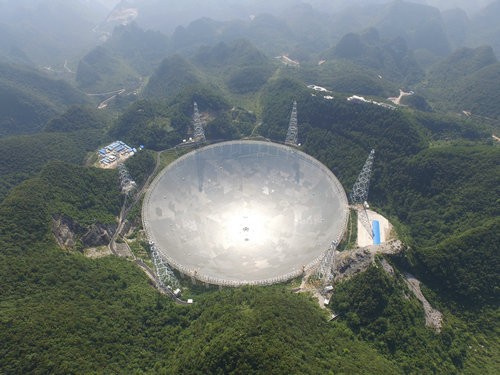 Telescópio de Rádio Esférico de Abertura tem 600 metros de diâmetro, mais que o dobro da área do segundo maior radiotelescópio, em Porto Rico (Foto: Observatórios Astronômicos Nacionais da Academia Chinesa de Ciências )