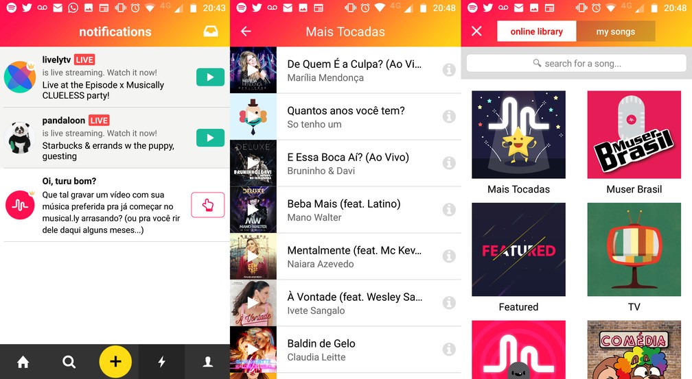Musical.ly oferece uma pequena ajuda para começar a produzir vídeos próprios (Foto: Reprodução)