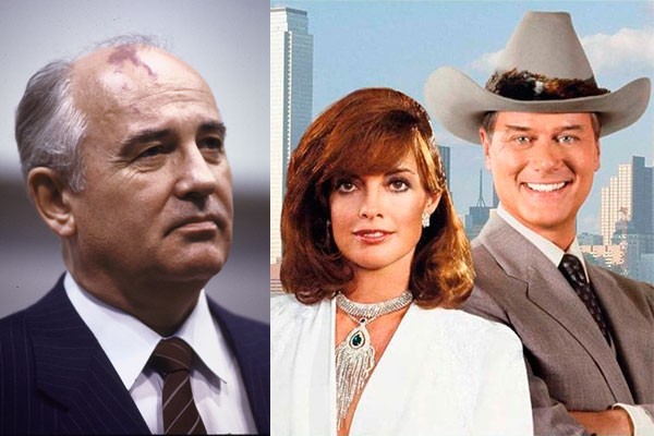 Mikhail Gorbachov e imagem da série Dallas (Foto: Getty e divulgação)