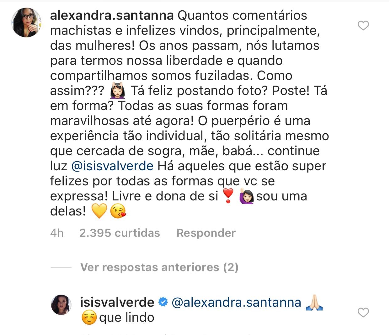Isis Valverde recebe comentários elogiosos e criticas por exibir boa forma logo após o parto (Foto: reprodução/Instagram)
