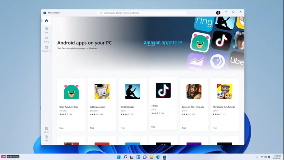 Loja de apps ganha nova interface gráfica e capacidade de encontrar e instalar apps de Android no Windows 11 — Foto: Divulgação/Microsoft