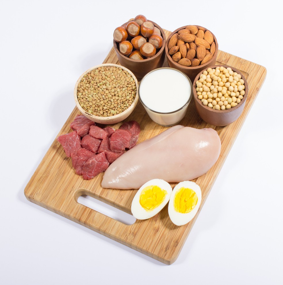 Alimentos de origem animal e vegetal que são importantes fontes de aminoácidos essenciais — Foto: Istock Getty Images