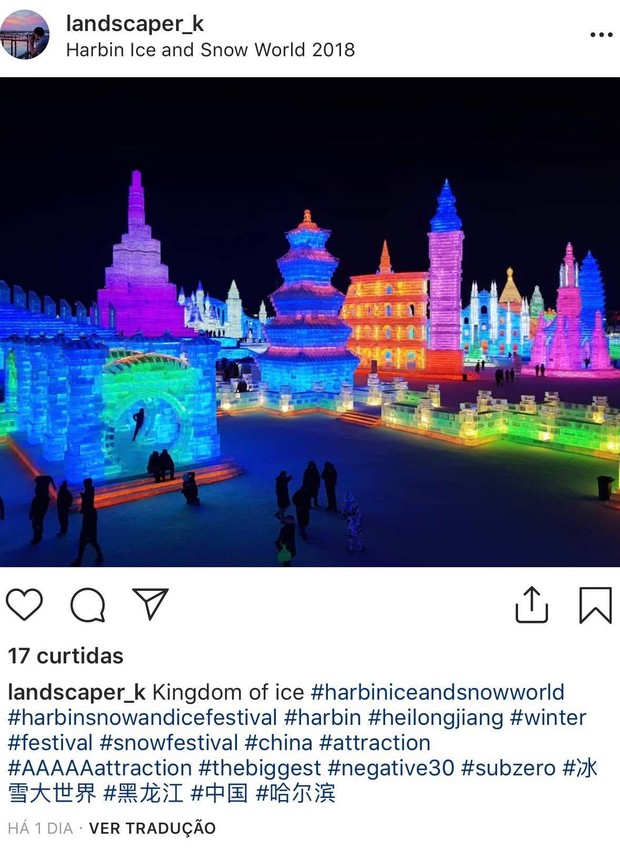 Festival de luzes à noite na China (Foto: Instagram / landscaper_k)