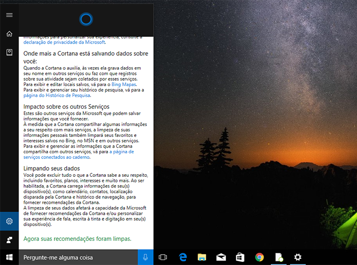 Cortana confirmará limpeza de dados sobre usuário na nuvem (Foto: Reprodução/Elson de Souza)