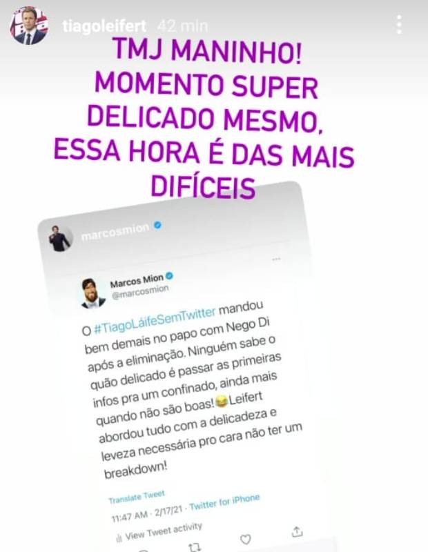Marcos Mion e Tiago Leifert interagem (Foto: Reprodução/Instagram)