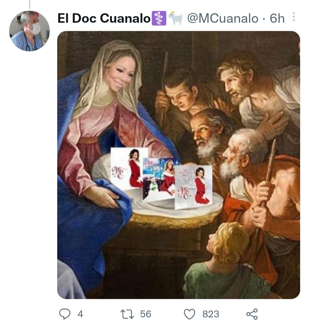 Maria Carey é Maria e seus discos natalinos são o menino Jesus em meme  (Foto: Reprodução / Twitter)