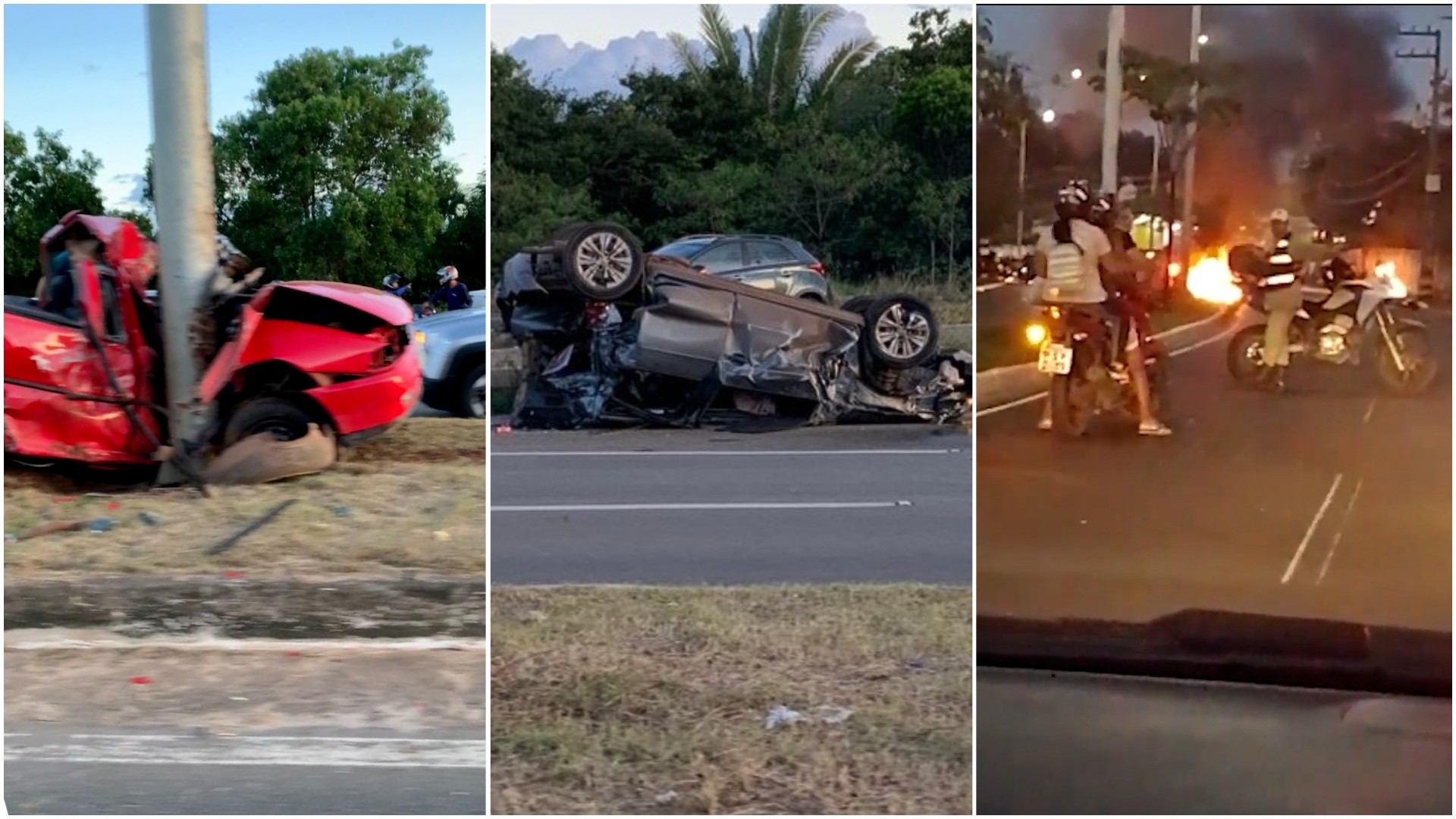 Em dois acidentes, veículos ficam destruídos em avenidas de São Luís