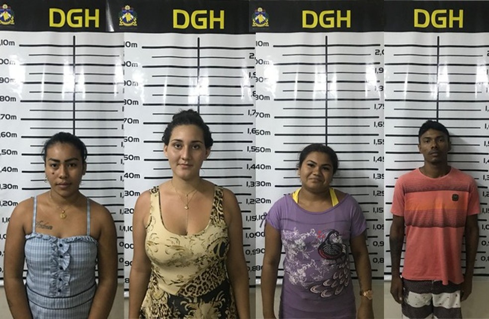 Aldreza da Silva, Gislane Gomes, Lauriene Pimentel, e Charlyton Lima foram presos em flagrante (Foto: Divulgação/Polícia Civil )