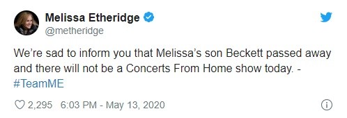 Tweet de Melissa Etheridge (Foto: twitter)