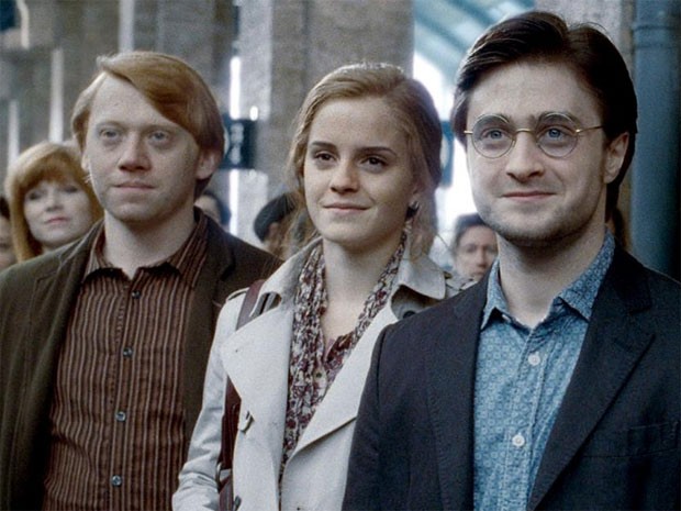 Ron Weasley (Rupert Grint), Hermione Granger (Emma Watson) e Harry Potter (Daniel Radcliffe) em 'Harry Potter e as relíquias da morte – Parte 2' (Foto: Divulgação)