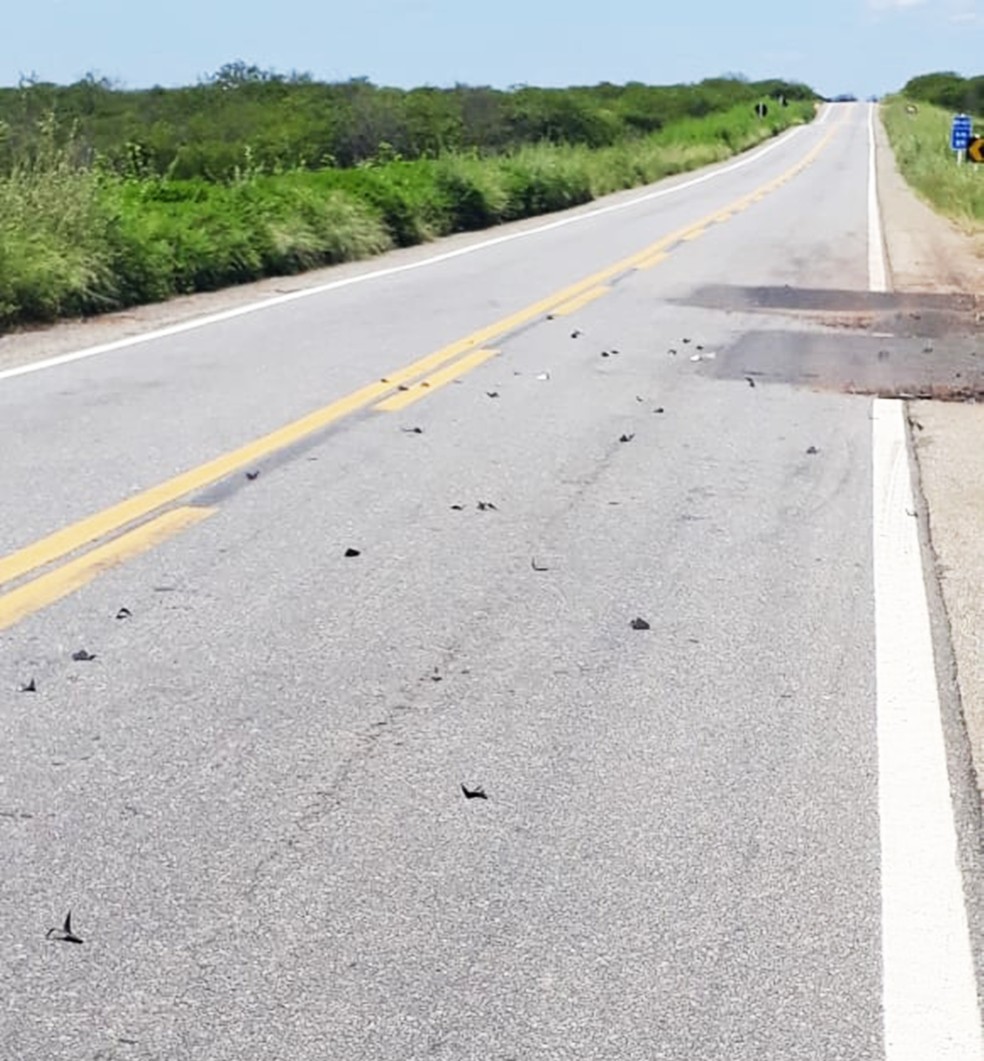 Bandidos espalharam grampos pelas rodovias da regiÃ£o  â€” Foto: PMRN/DivulgaÃ§Ã£o