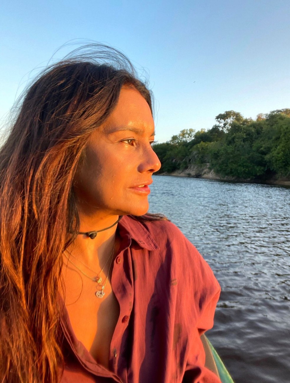O filtro natural do Pantanal ganhou as redes sociais da atriz.— Foto: Redes sociais/Reprodução