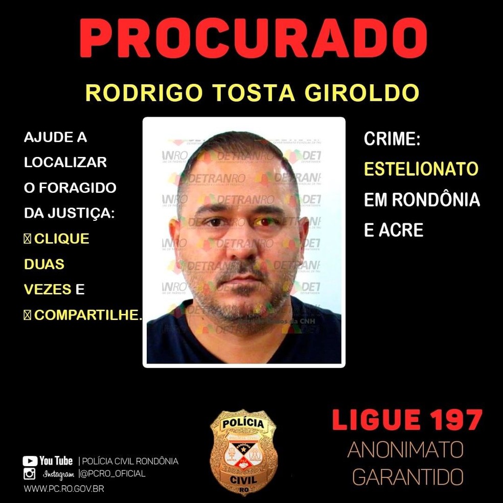 Advogado Rodrigo Tosta Giroldo se torna foragido da Justiça — Foto: Reprodução