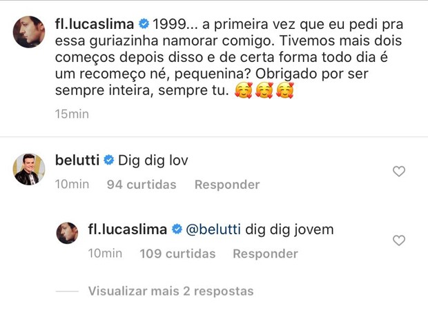 Belutti brinca com Lucas Lima em post no Instagram (Foto: Reprodução / Instagram)